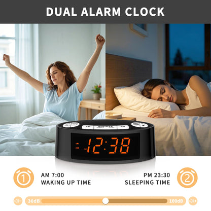 Digital Alarm Clock Radio AM/FM with Clear LED Display and Dual Alarms