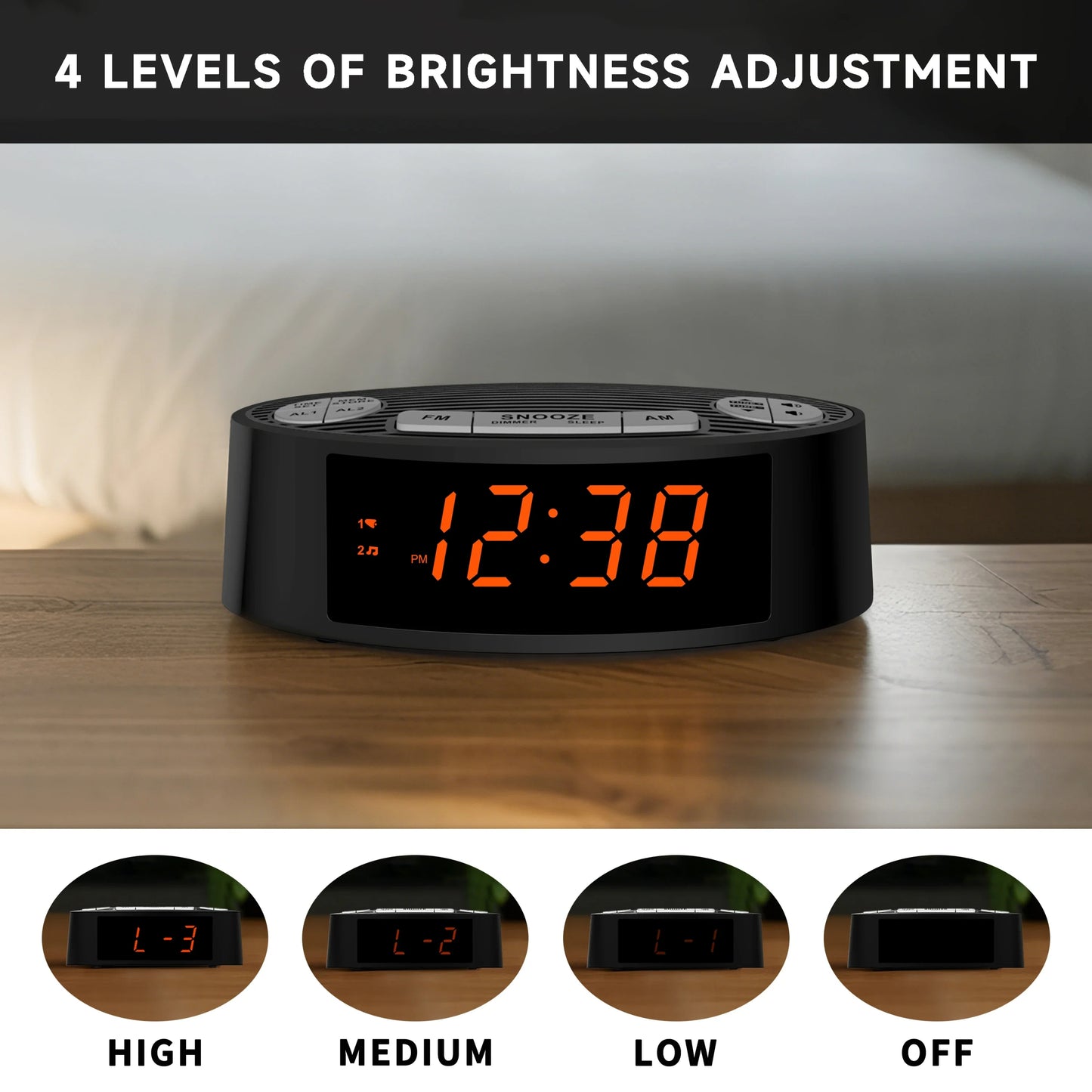 Digital Alarm Clock Radio AM/FM with Clear LED Display and Dual Alarms