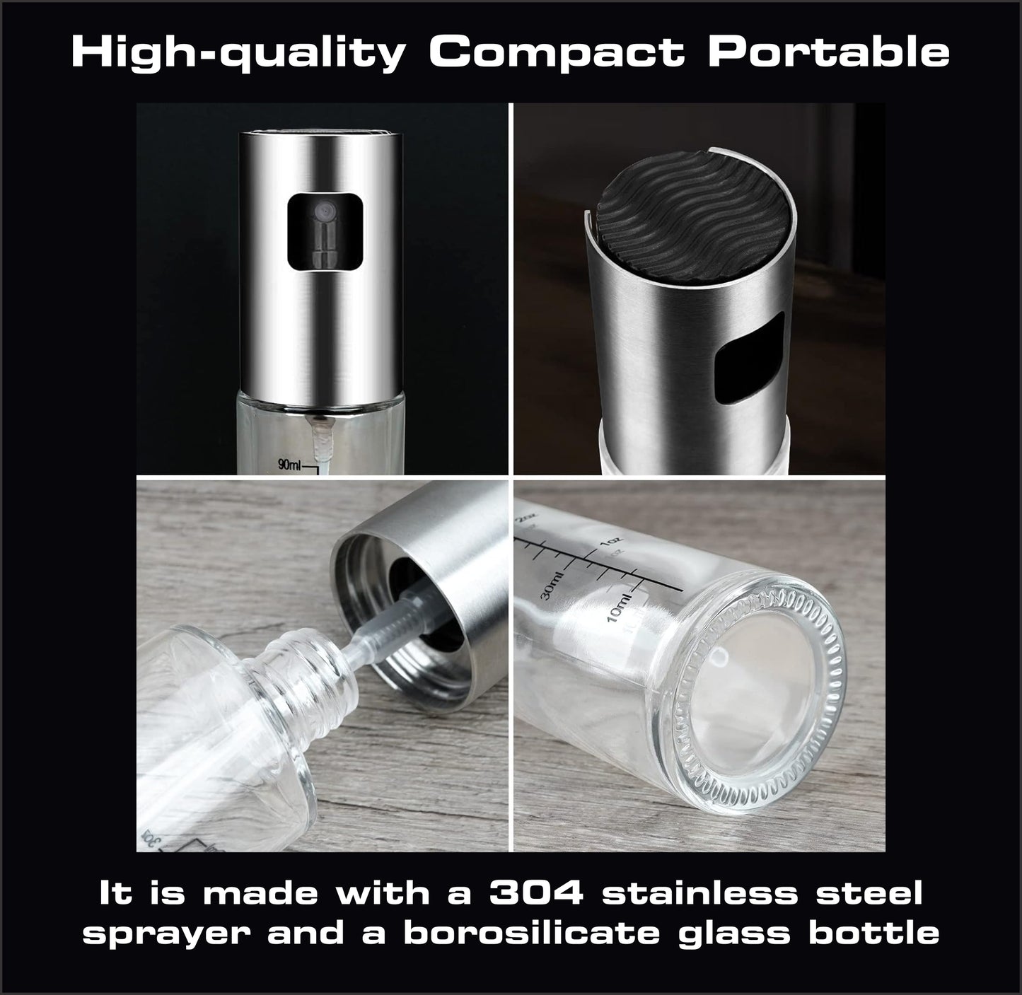 Stainless Steel Oil Sprayer for Healthy Cooking Refillable Mister for Air Fryer & Salad