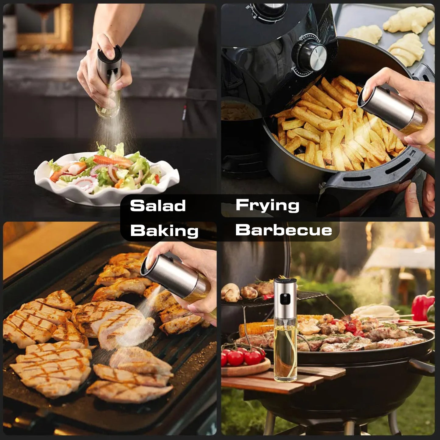 Stainless Steel Oil Sprayer for Healthy Cooking Refillable Mister for Air Fryer & Salad