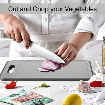 4-in-1 Dual-Sided Cutting SmartBoard with Built-in Defrosting Tray for Frozen Meat