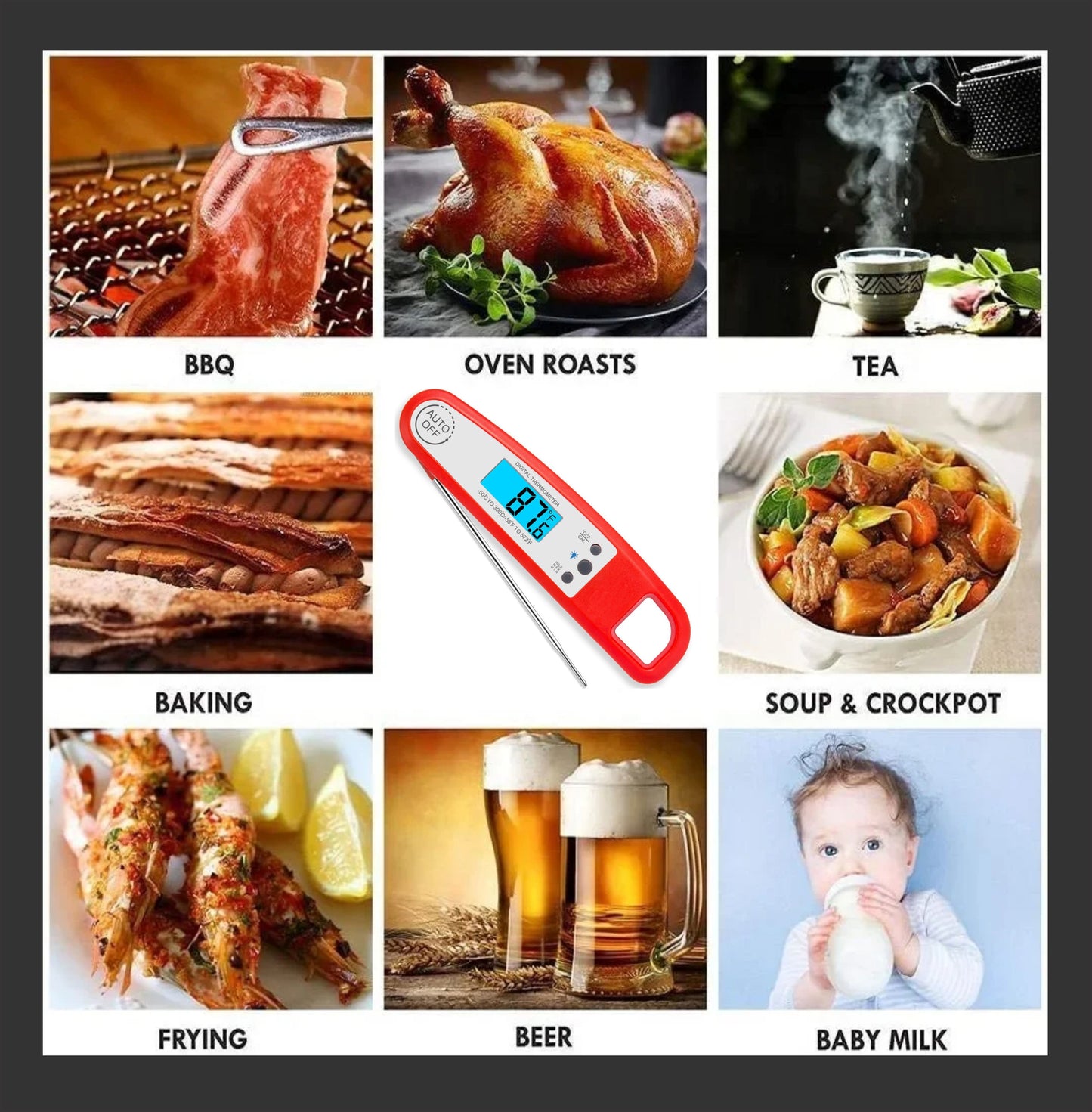 Instant-Read Digital Meat Thermometer, Fast, Accurate & Waterproof for Cooking, Grilling & More