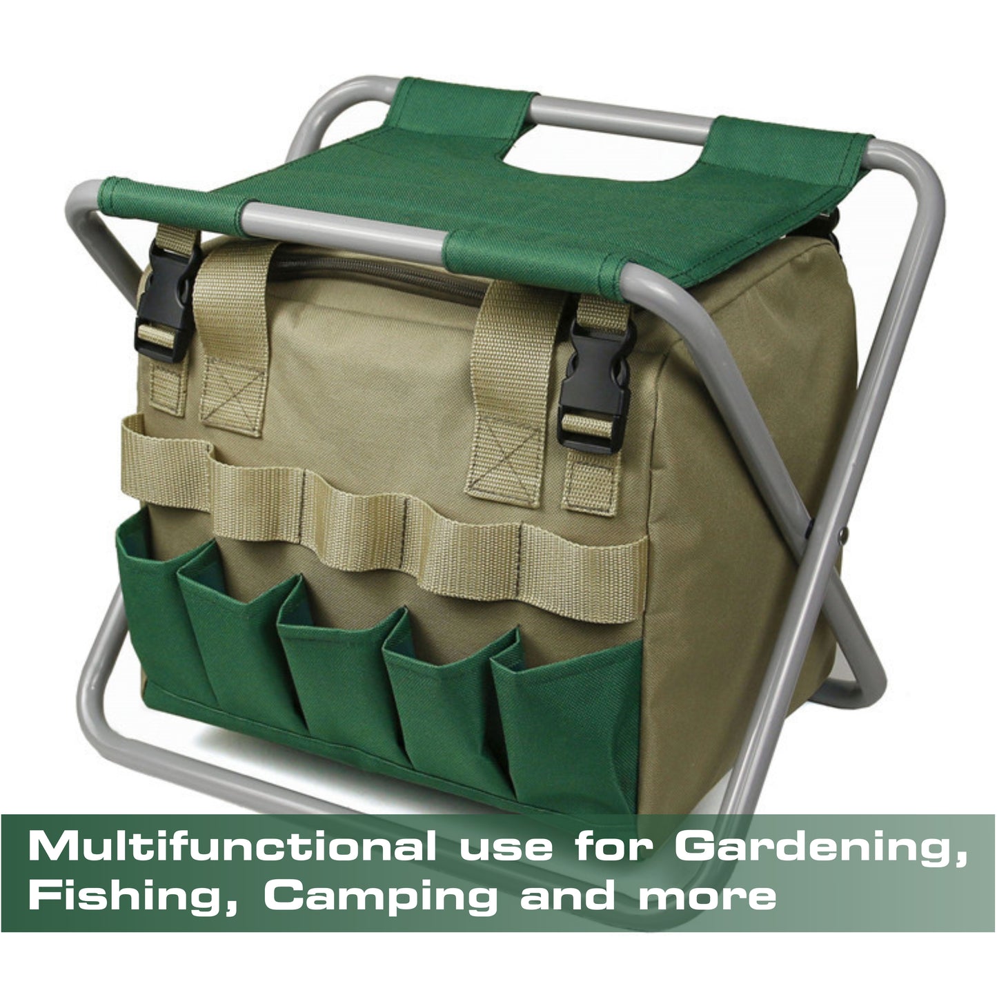 Folding Stool Multifunctional Gardening, Fishing, Camping with Detachable Storage Bag