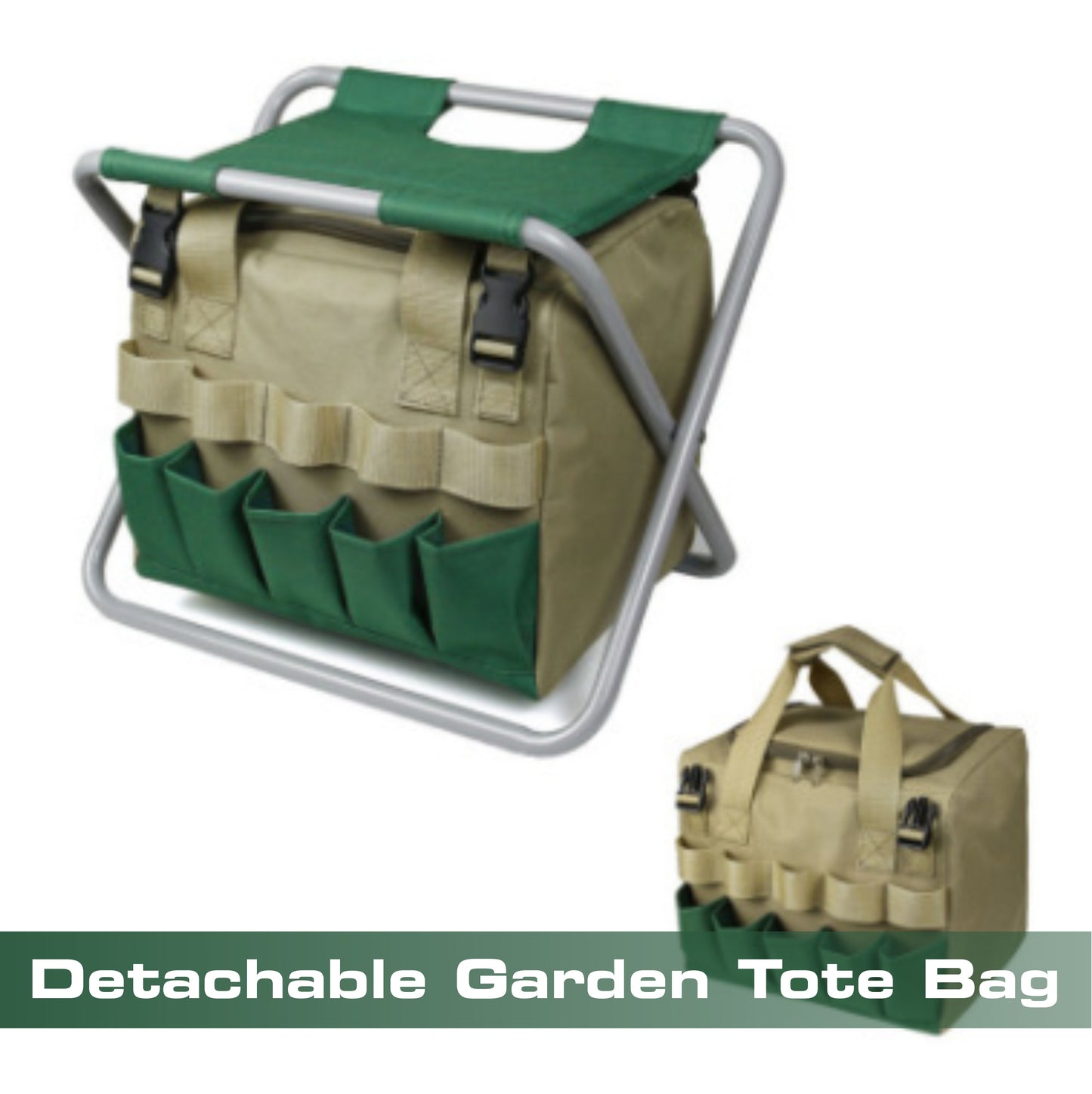 Folding Stool Multifunctional Gardening, Fishing, Camping with Detachable Storage Bag
