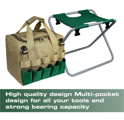 Folding Stool Multifunctional Gardening, Fishing, Camping with Detachable Storage Bag