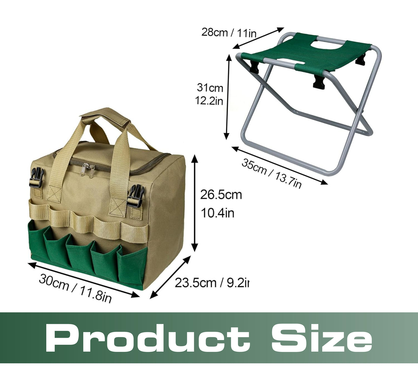 Folding Stool Multifunctional Gardening, Fishing, Camping with Detachable Storage Bag