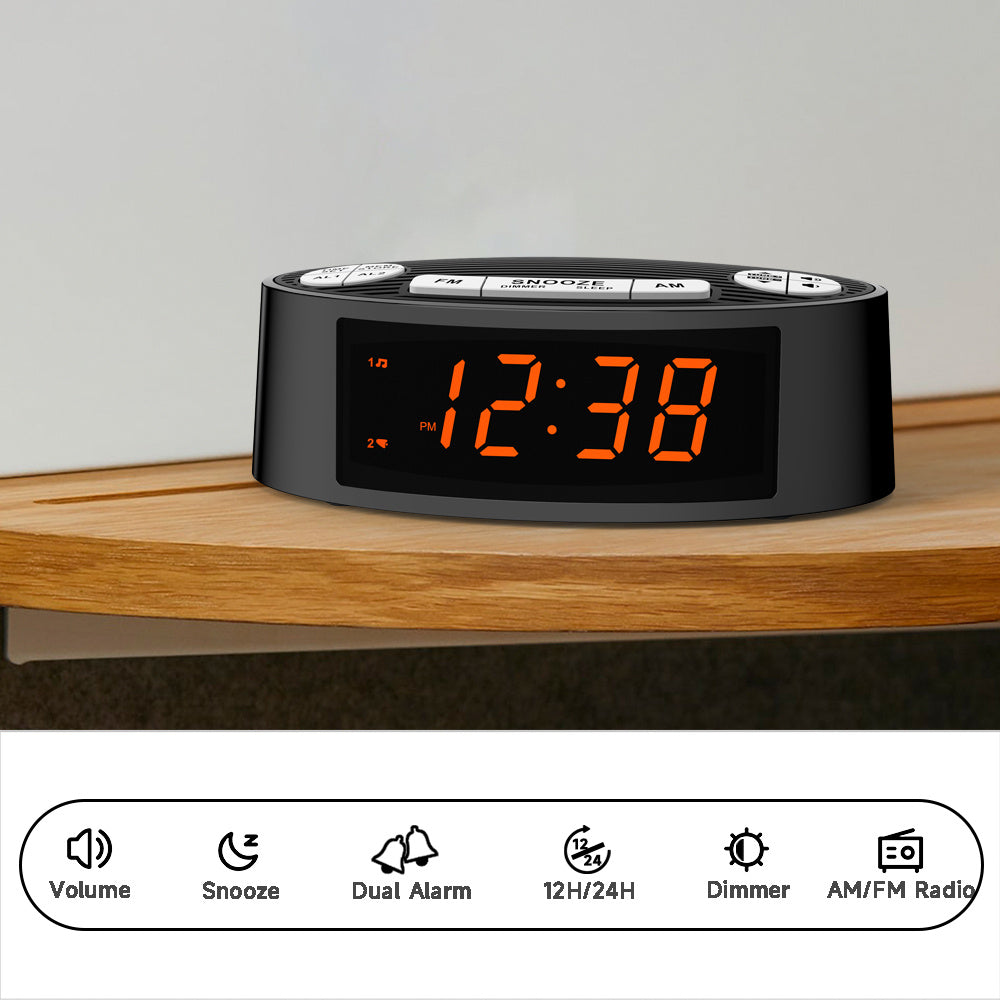 Digital Alarm Clock Radio AM/FM with Clear LED Display and Dual Alarms