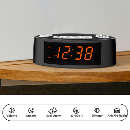 Digital Alarm Clock Radio AM/FM with Clear LED Display and Dual Alarms