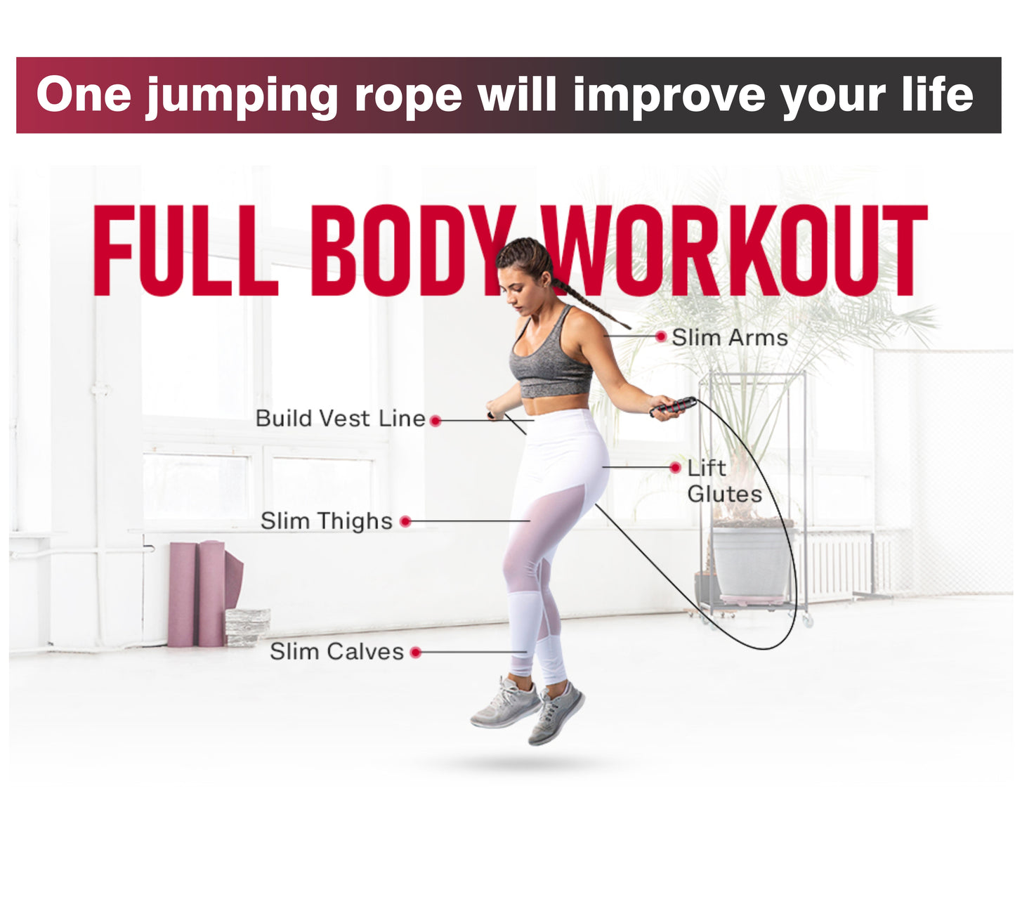 Adjustable Speed Jump Rope with Ball Bearings, Comfortable Grip for All Ages