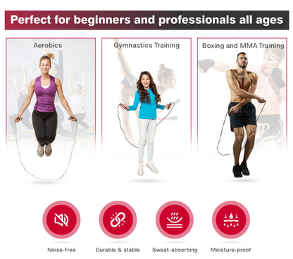 Adjustable Speed Jump Rope with Ball Bearings, Comfortable Grip for All Ages