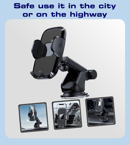 Universal Car Phone Mount with Strong Suction & One-Touch Lock